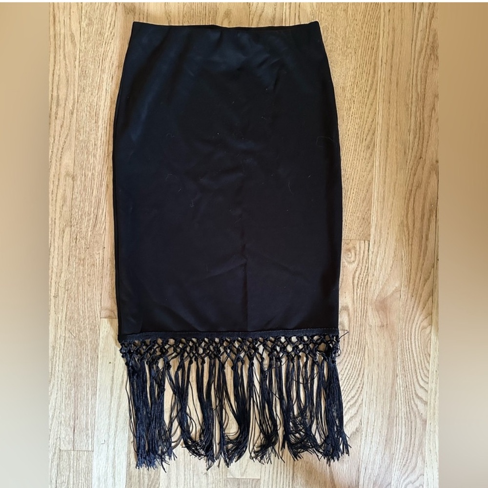 Elegant Black Fringe Skirt